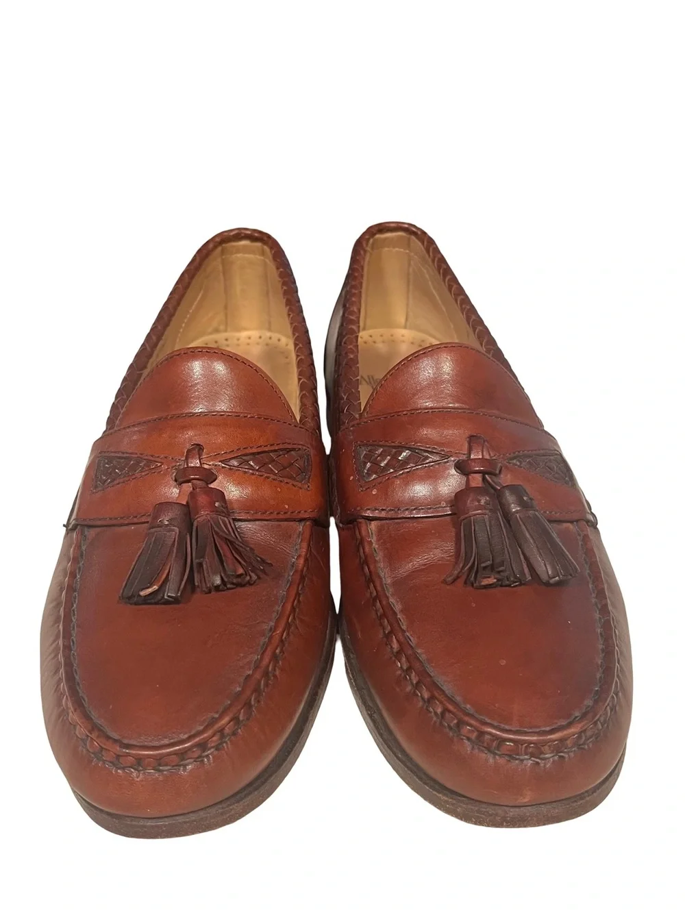 Allen Edmonds Maxfield Shoes Mens Size 9D Brown Leather Tassel Dress Loafers EUC